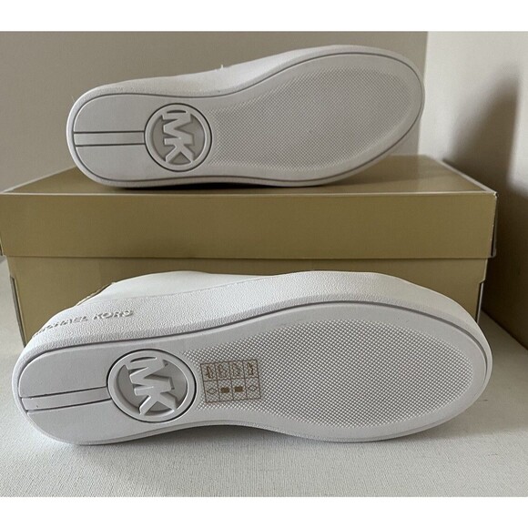 New Michael Kors Poppy Lace up faux leather sneakers size 5 Optick White - Picture 4 of 7